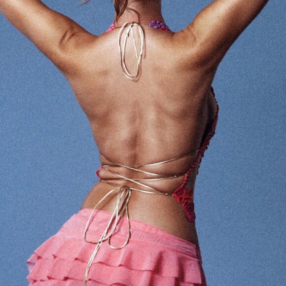 NWT Ema Savahl Botanica Pink Multicolor Halter Top Corset, in One Size Fits All - Picture 5 of 7